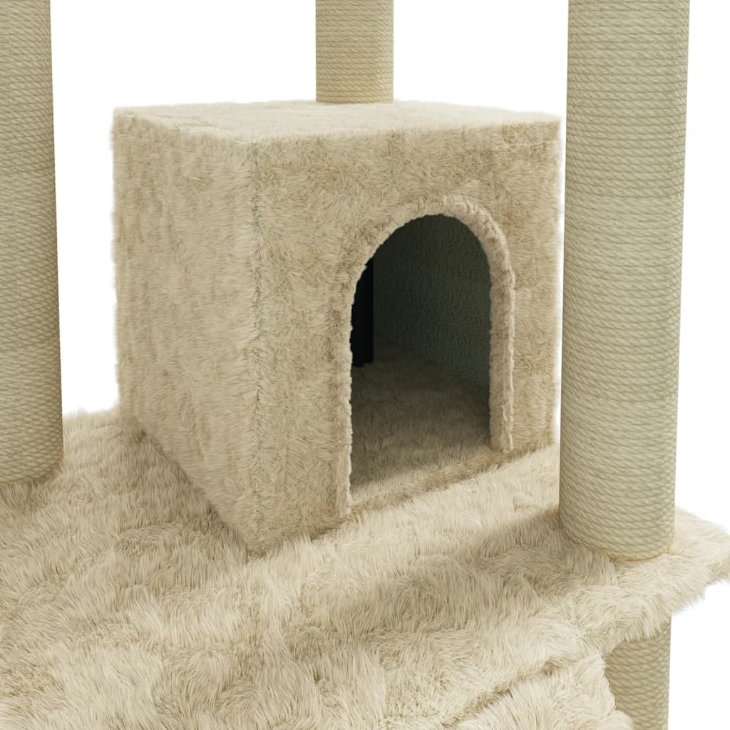 vidaXL Arbre à chat avec griffoirs en sisal Crème 155 cm