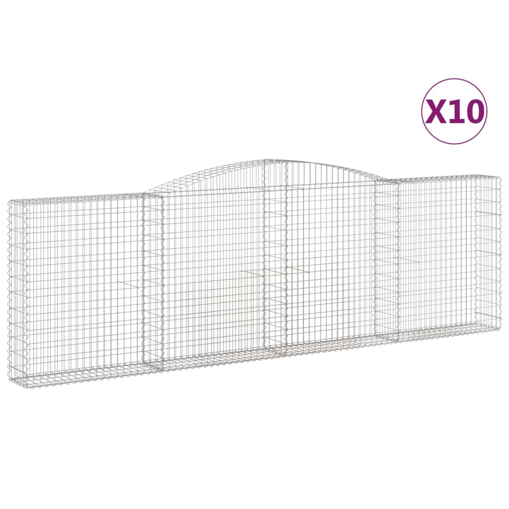 vidaXL Paniers à gabions arqués 10 pcs 400x30x120/140 cm Fer galvanisé