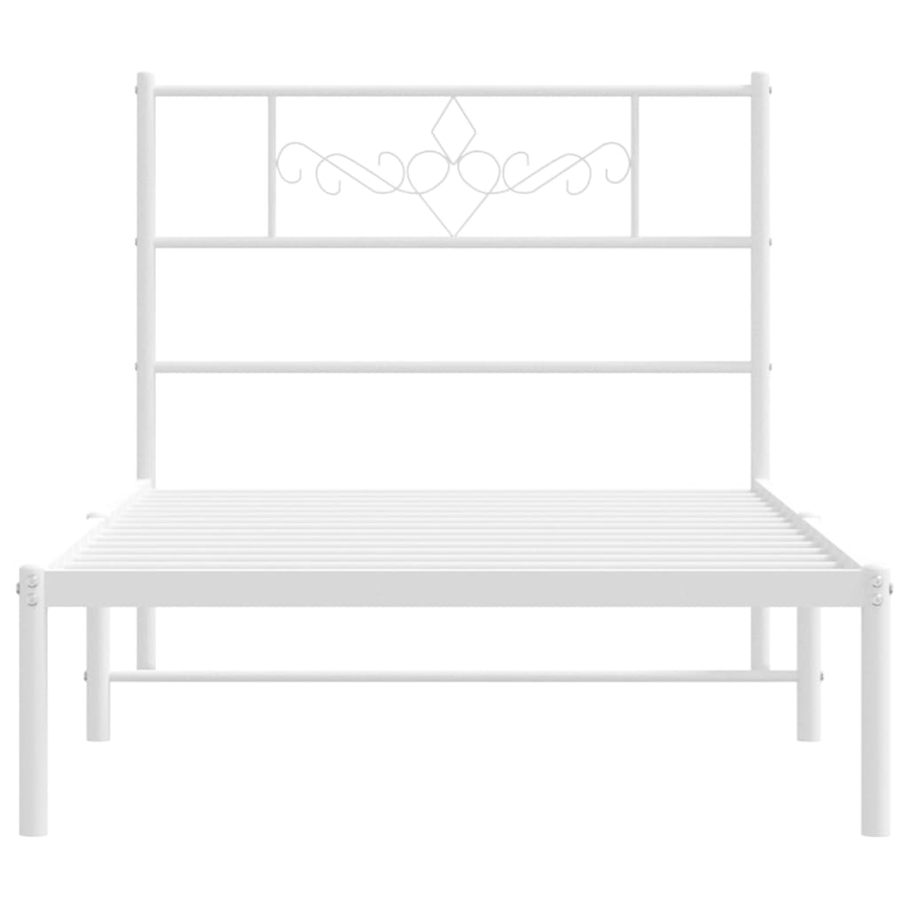 vidaXL Cadre de lit métal sans matelas avec tête de lit blanc 80x200cm