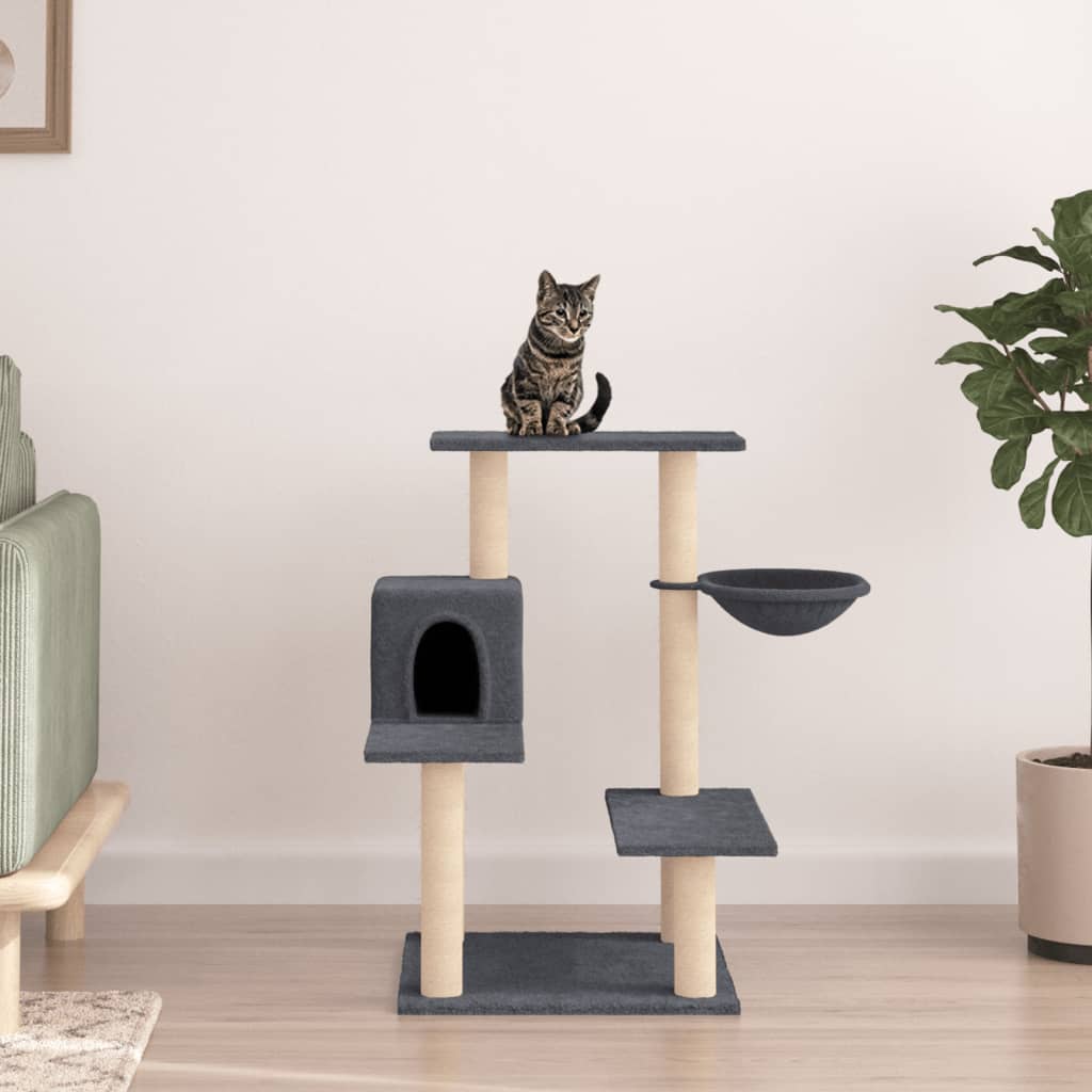 vidaXL Arbre à chat avec griffoirs en sisal gris foncé 82,5 cm