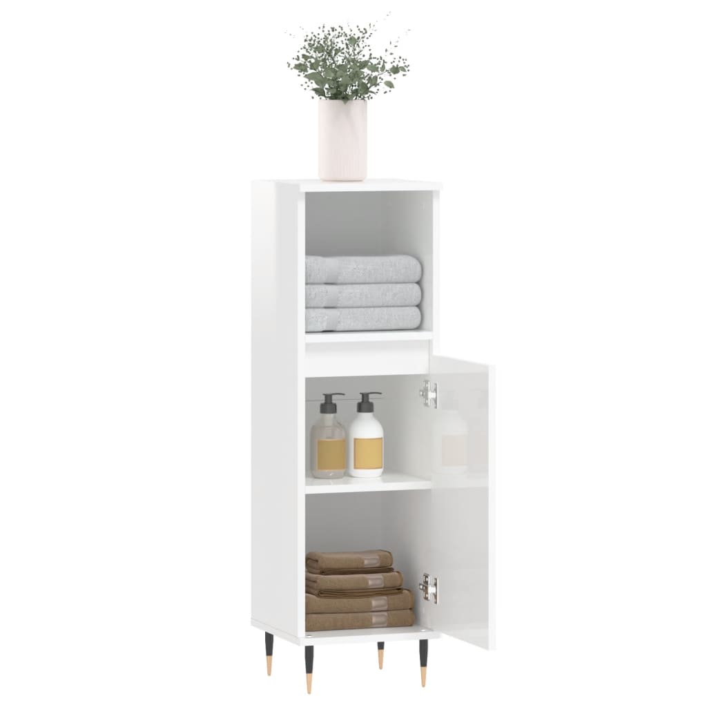 vidaXL Armoire de salle de bain blanc brillant 30x30x100 cm