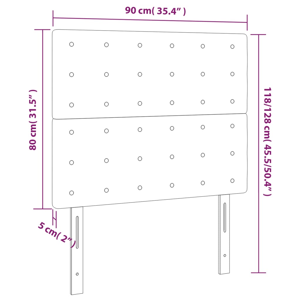 vidaXL Tête de lit à LED Noir 90x5x118/128 cm Tissu