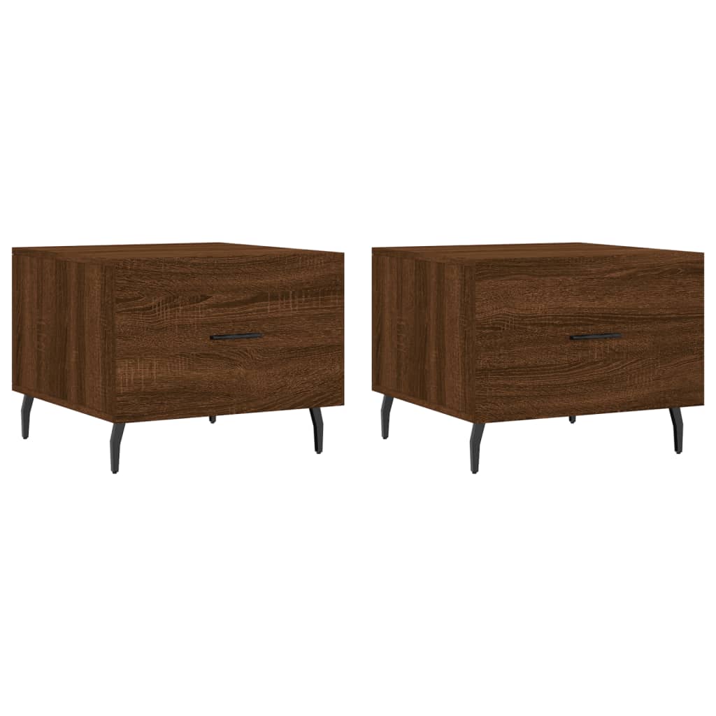 vidaXL Tables basses 2 pcs chêne marron 50x50x40 cm bois d'ingénierie