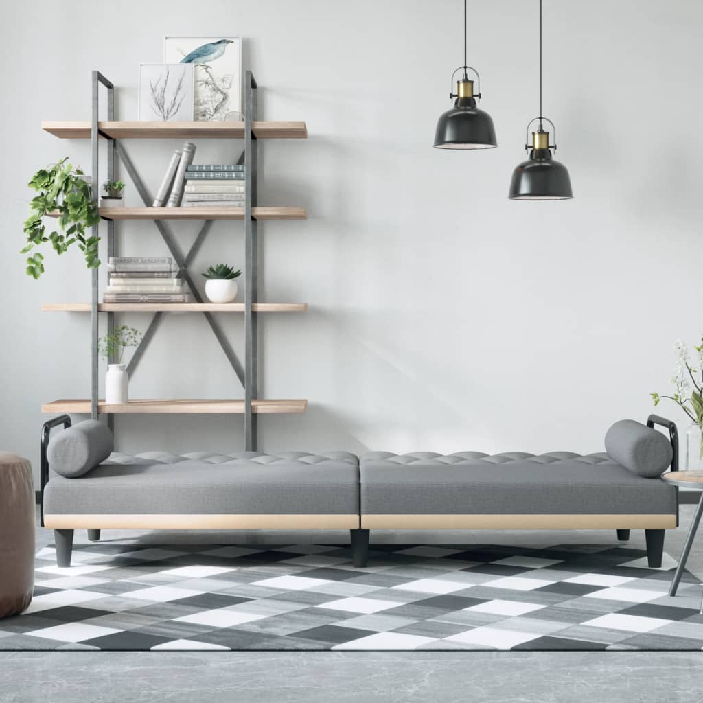 vidaXL Canapé-lit avec accoudoirs gris clair tissu
