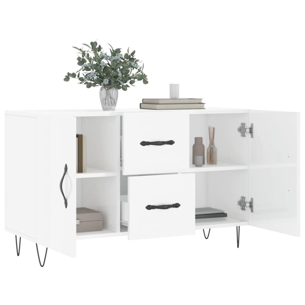 vidaXL Buffet blanc brillant 100x36x60 cm bois d'ingénierie