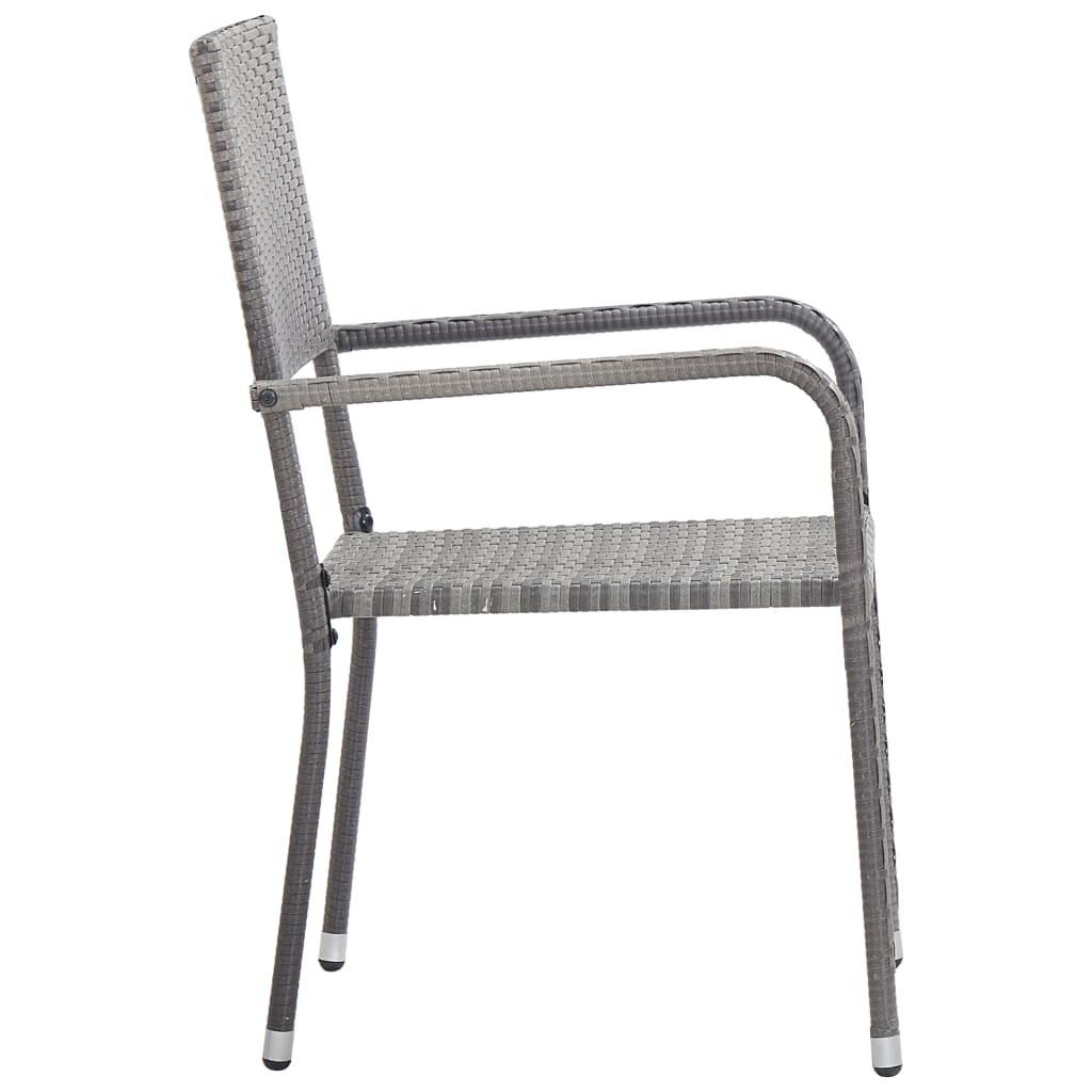 vidaXL Chaise à dîner de jardin empilable lot de 2 gris résine tressée