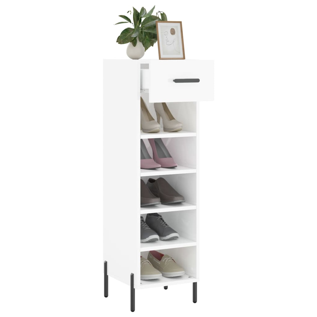 vidaXL Armoire à chaussure Blanc brillant 30x35x105 cm Bois ingénierie