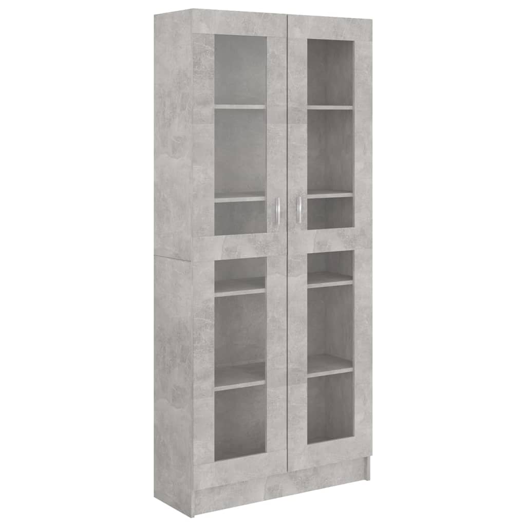 vidaXL Armoire à vitrine Gris béton 82,5x30,5x185,5 cm Bois ingénierie