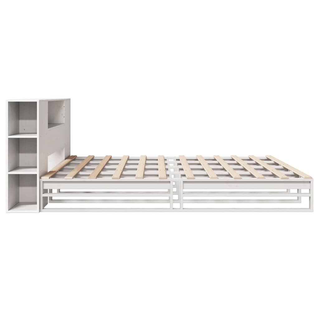 vidaXL Lit bibliothèque sans matelas blanc 180x200 cm bois massif