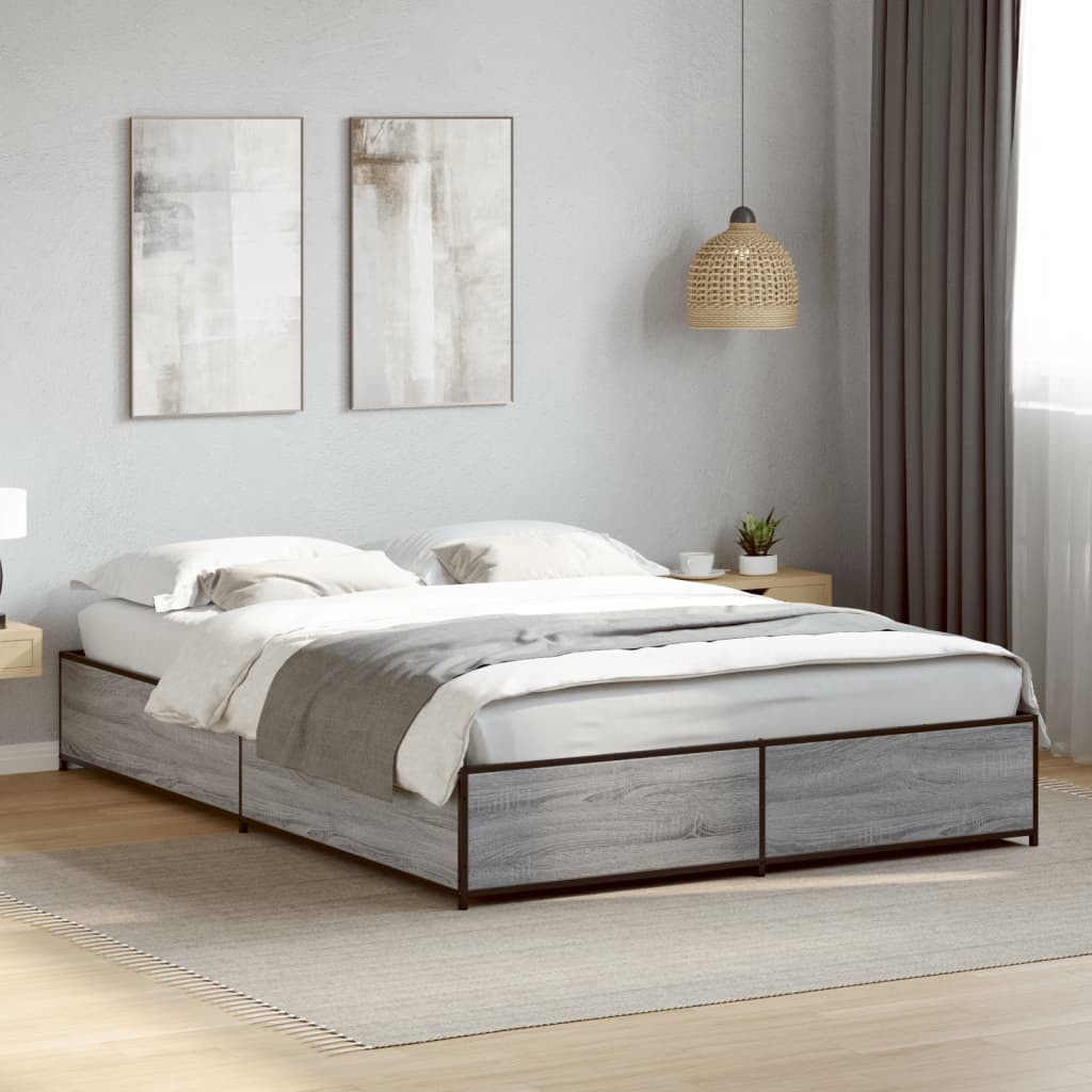 vidaXL Cadre de lit sans matelas sonoma gris 140x200 cm