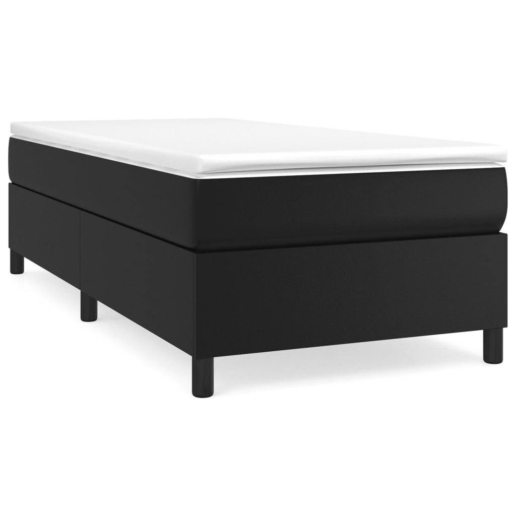 vidaXL Sommier à lattes de lit avec matelas Noir 90x190 cm Similicuir