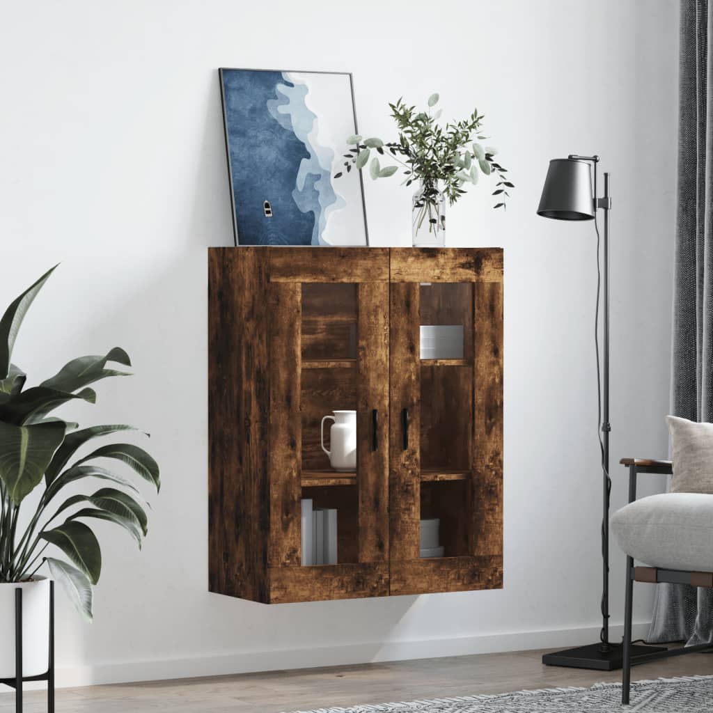 vidaXL Armoire murale chêne fumé 69,5x34x90 cm