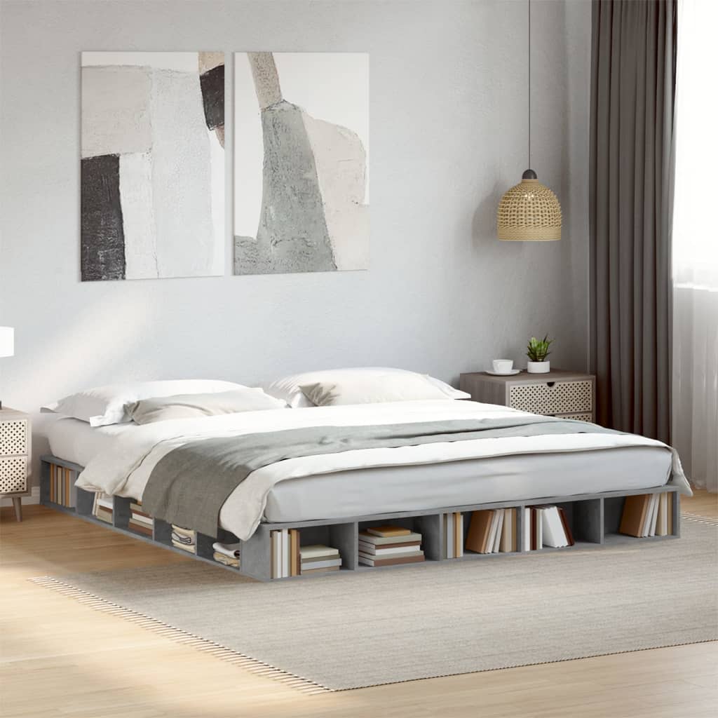 vidaXL Cadre de lit sans matelas gris béton 180x200 cm