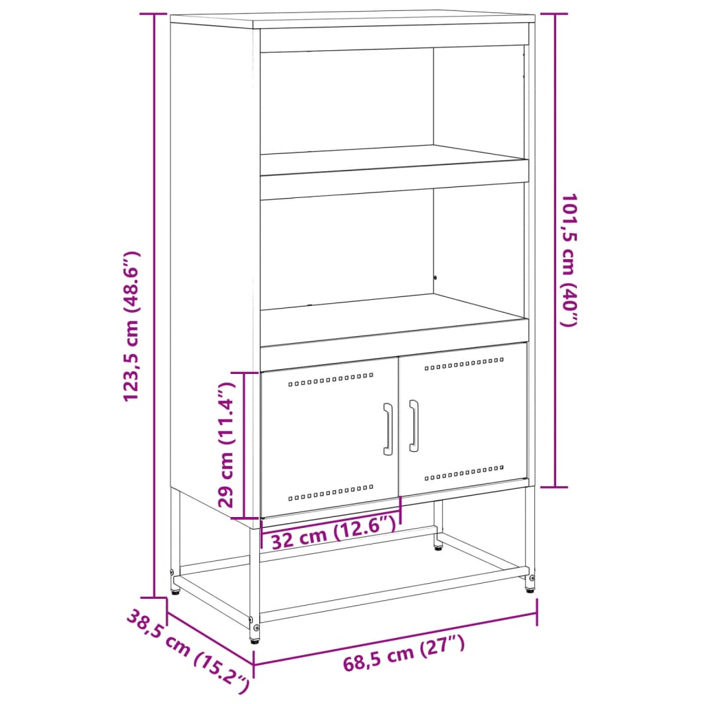 vidaXL Meuble TV anthracite 100,5x39x60,5 cm acier