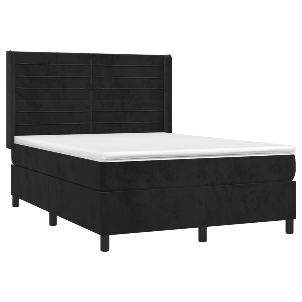 vidaXL Sommier à lattes de lit avec matelas Noir 140x190 cm Velours