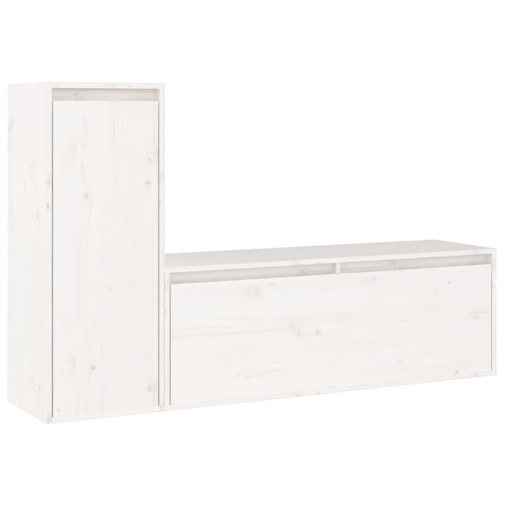 vidaXL Meubles TV 2 pcs Blanc Bois massif de pin