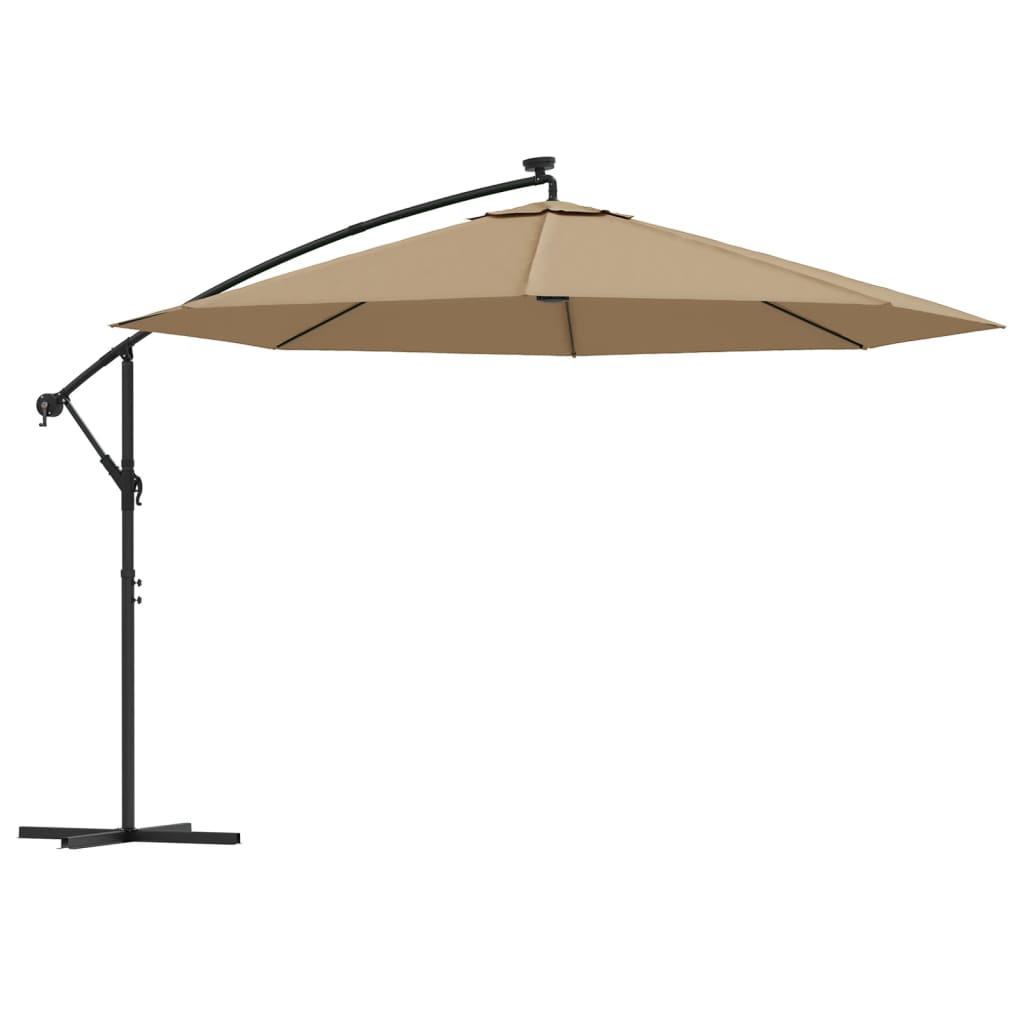 vidaXL Parasol de jardin en porte-à-faux et lumières LED mât en métal