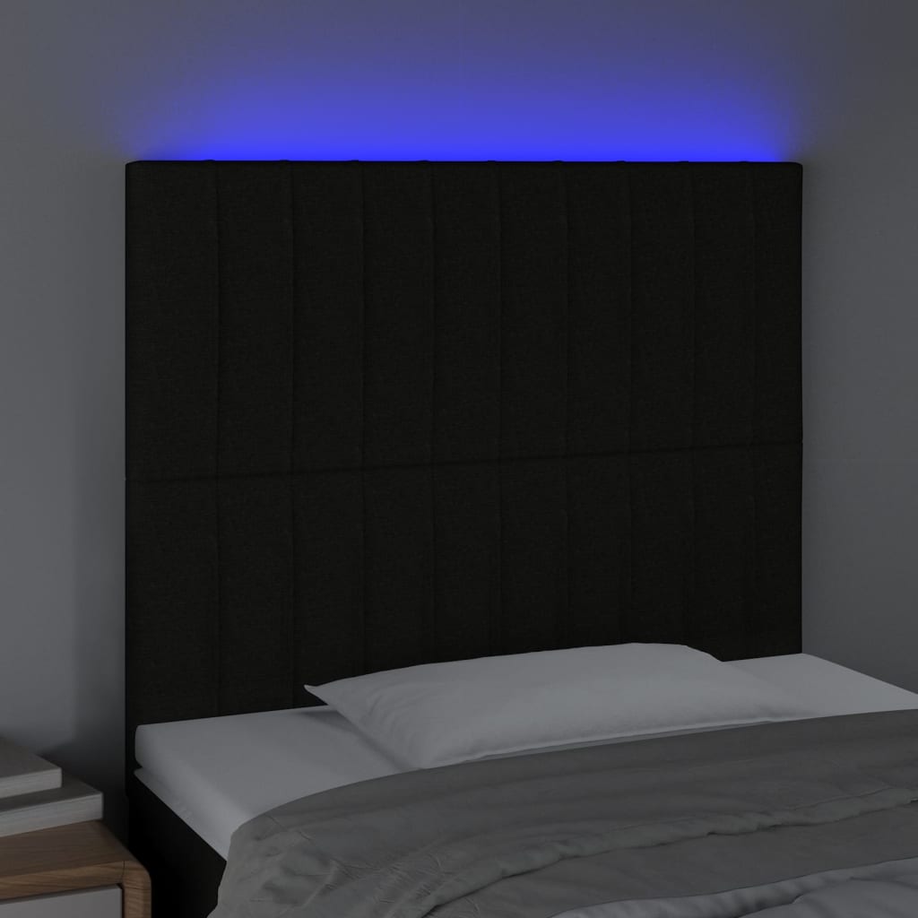 vidaXL Tête de lit à LED Noir 100x5x118/128 cm Tissu