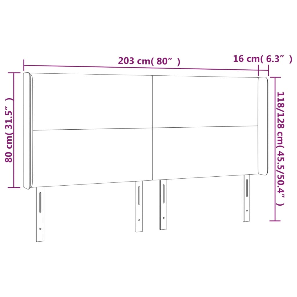 vidaXL Tête de lit avec oreilles Cappuccino 203x16x118/128 cm