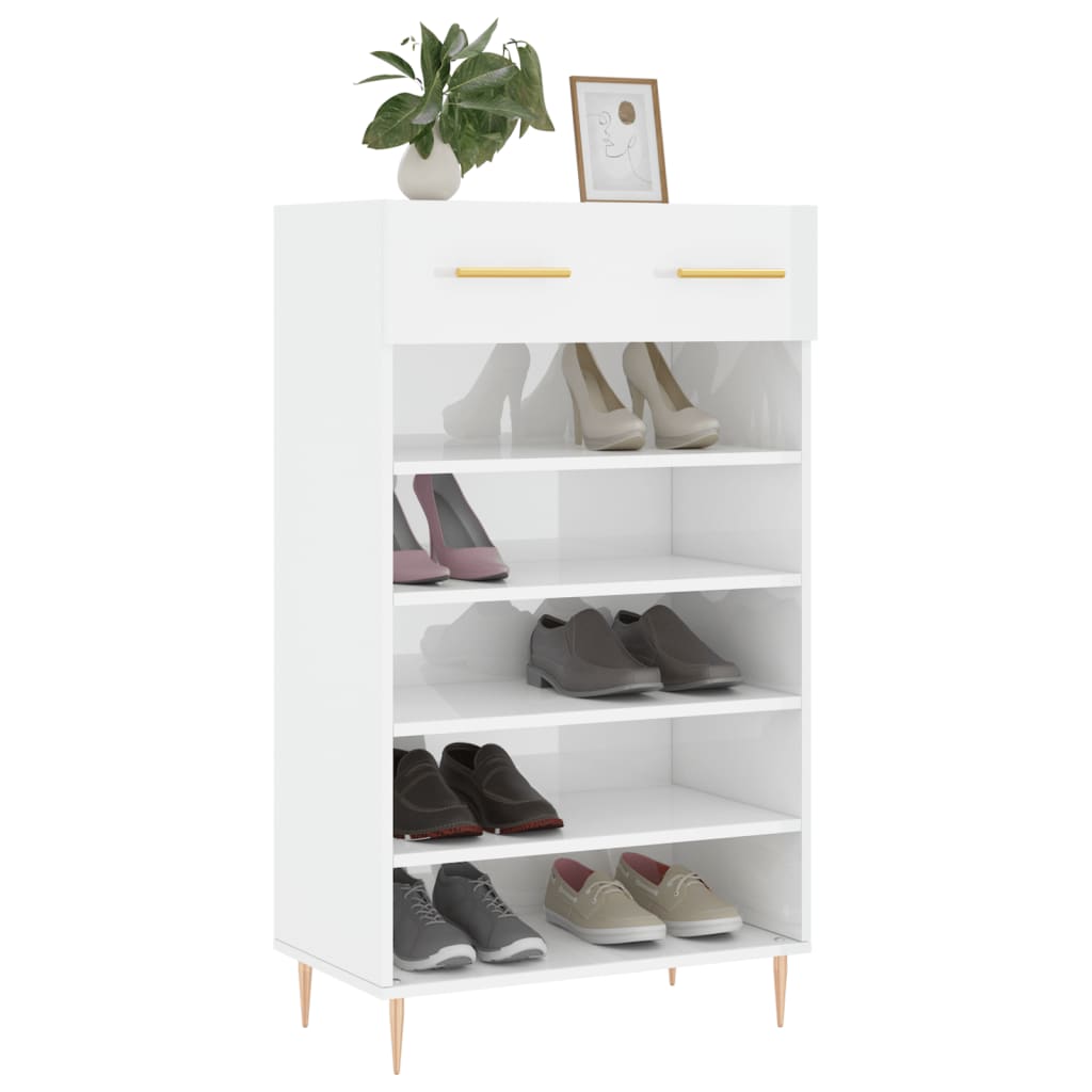 vidaXL Armoire à chaussure Blanc brillant 60x35x105 cm Bois ingénierie