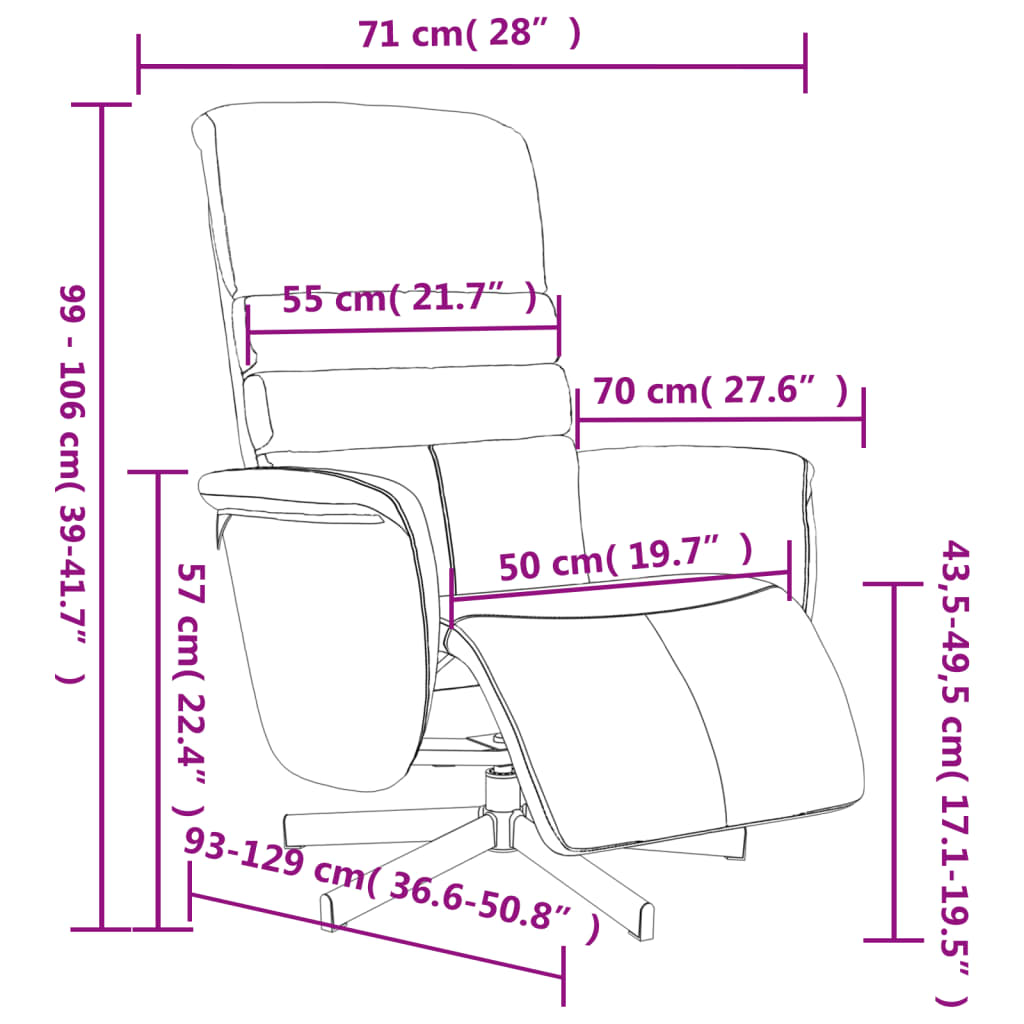 vidaXL Fauteuil inclinable avec repose-pieds marron similicuir