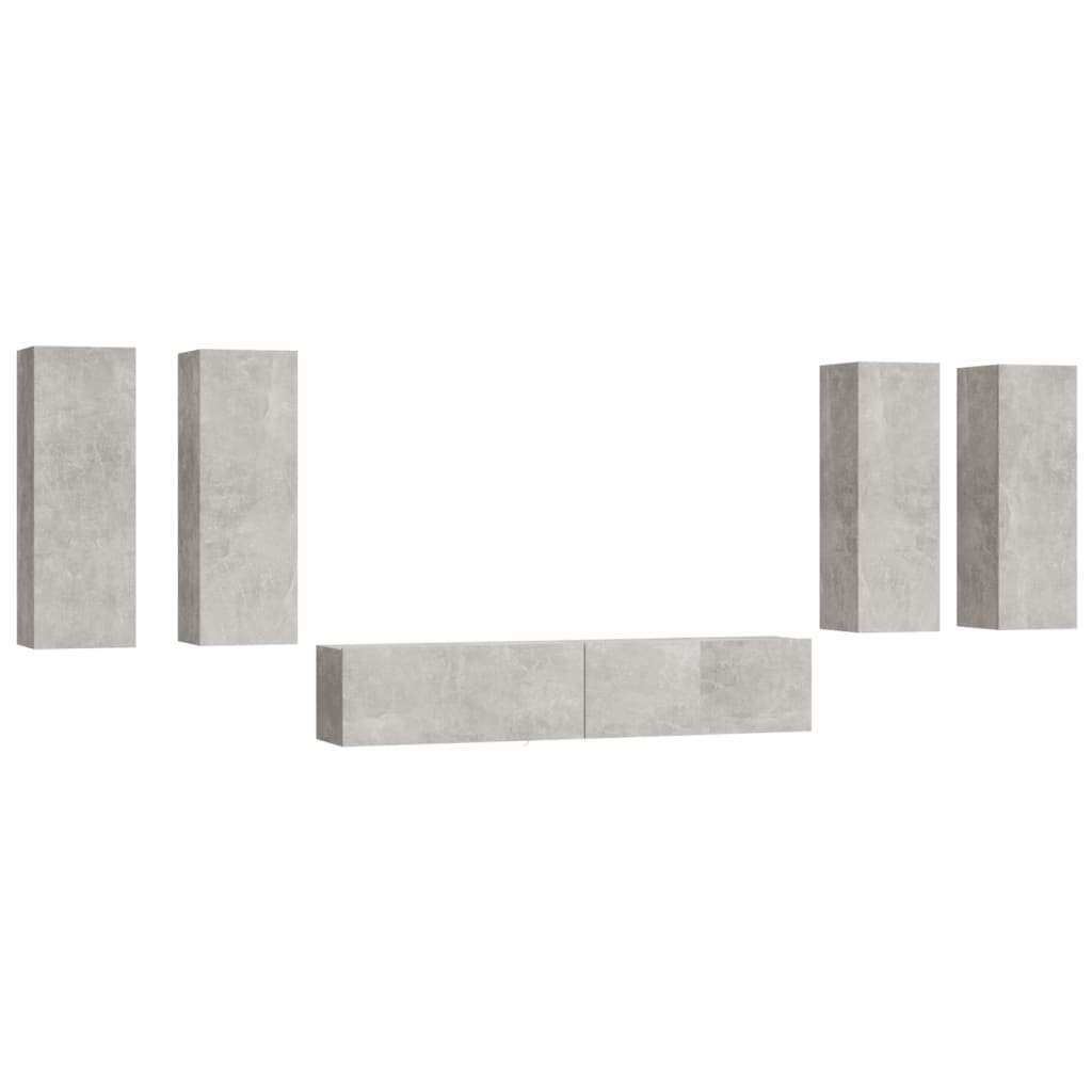 vidaXL Ensemble de meubles TV 6 pcs Gris béton Bois d'ingénierie