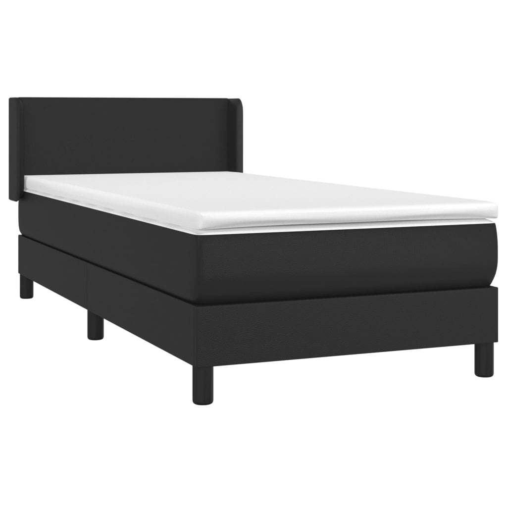 vidaXL Sommier à lattes de lit avec matelas Noir 90x200 cm Similicuir