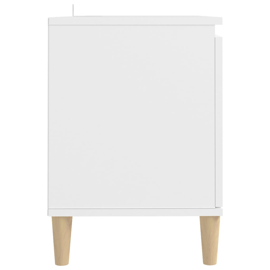 vidaXL Meuble TV avec pieds en bois massif Blanc 103,5x35x50 cm