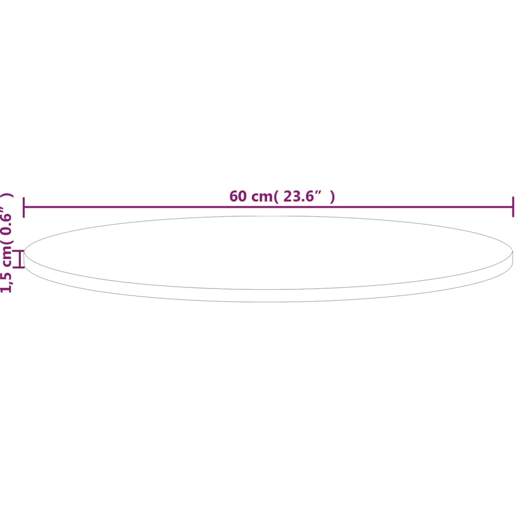 vidaXL Dessus de table rond Ø60x1,5 cm Bois de chêne massif non traité