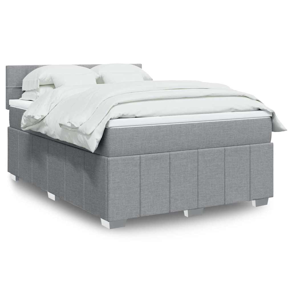 vidaXL Sommier à lattes de lit avec matelas Gris clair 140x200cm Tissu