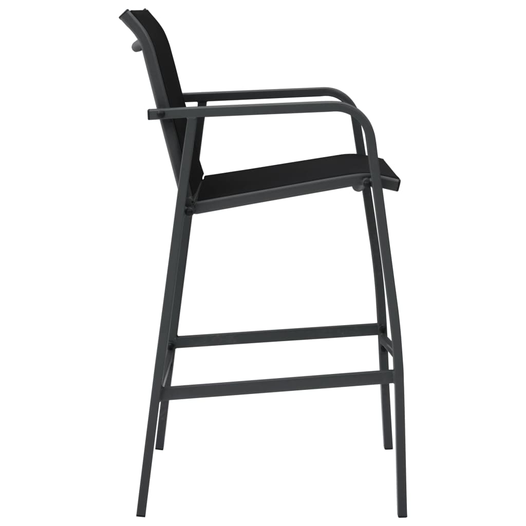 vidaXL Chaises de bar de jardin 4 pcs Noir Textilène