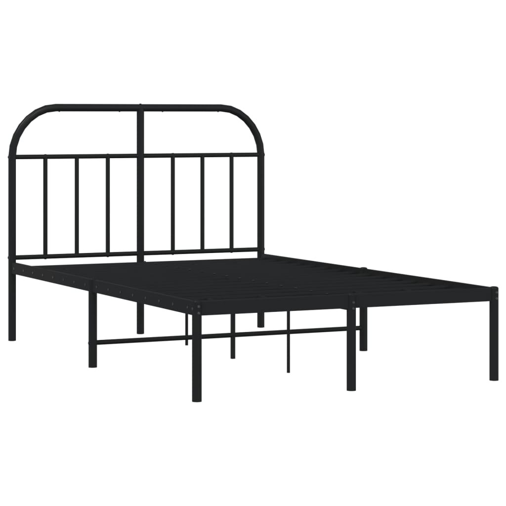 vidaXL Cadre de lit métal sans matelas avec tête de lit noir 120x190cm