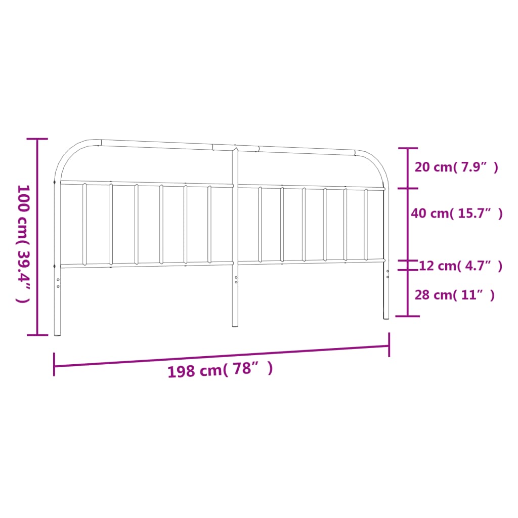 vidaXL Tête de lit métal blanc 193 cm