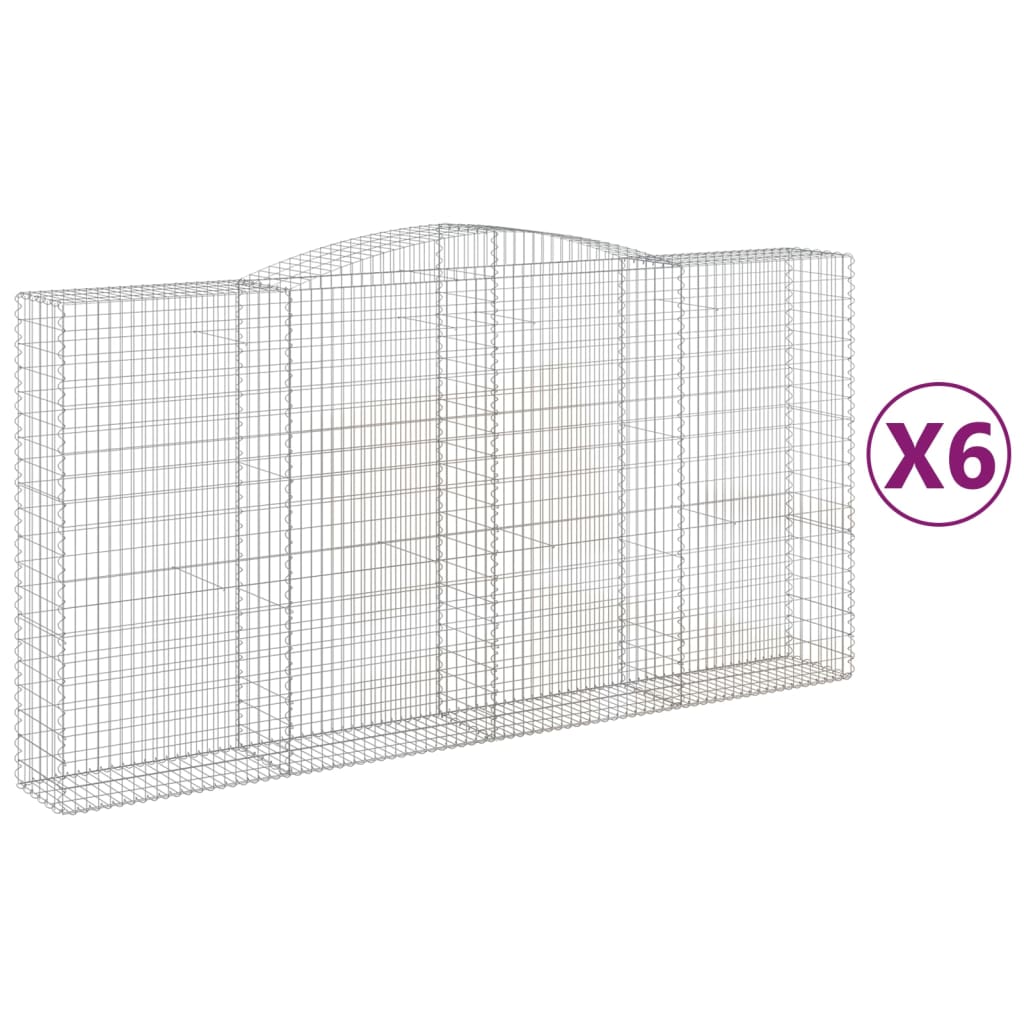 vidaXL Paniers à gabions arqués 6 pcs 400x50x200/220 cm Fer galvanisé