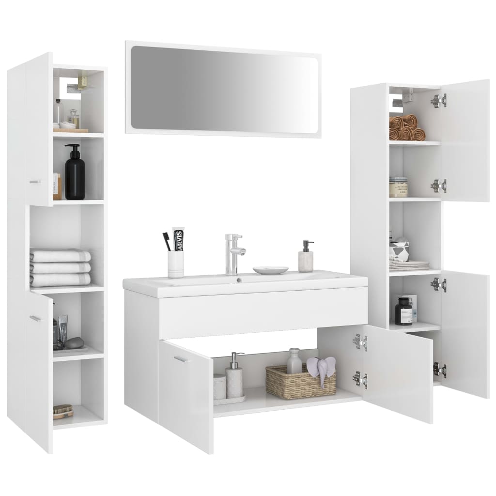 vidaXL Ensemble de meubles de salle de bain Blanc Bois d'ingénierie