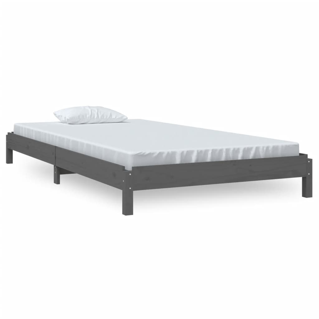 vidaXL Lit empilable sans matelas gris 100x200 cm bois massif de pin