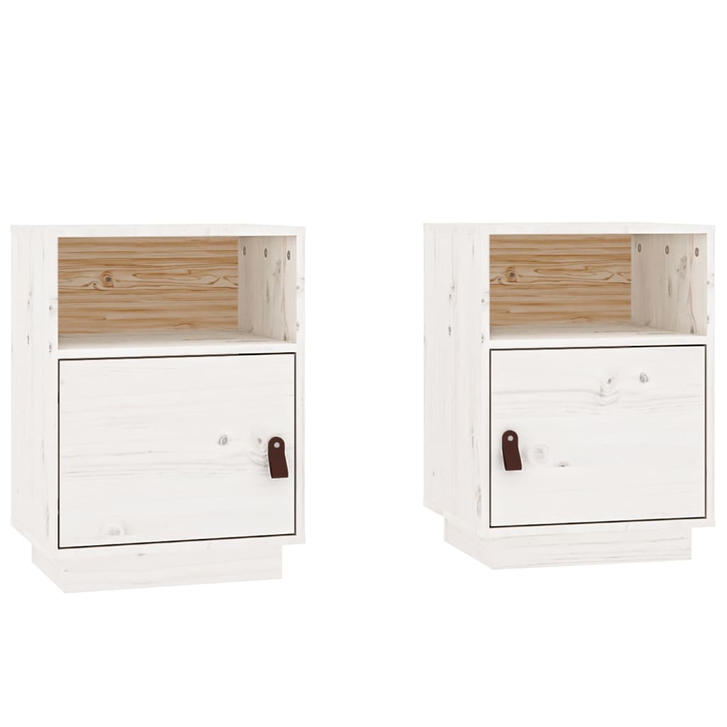 vidaXL Tables de chevet 2 pcs Blanc 40x34x55 cm Bois de pin massif