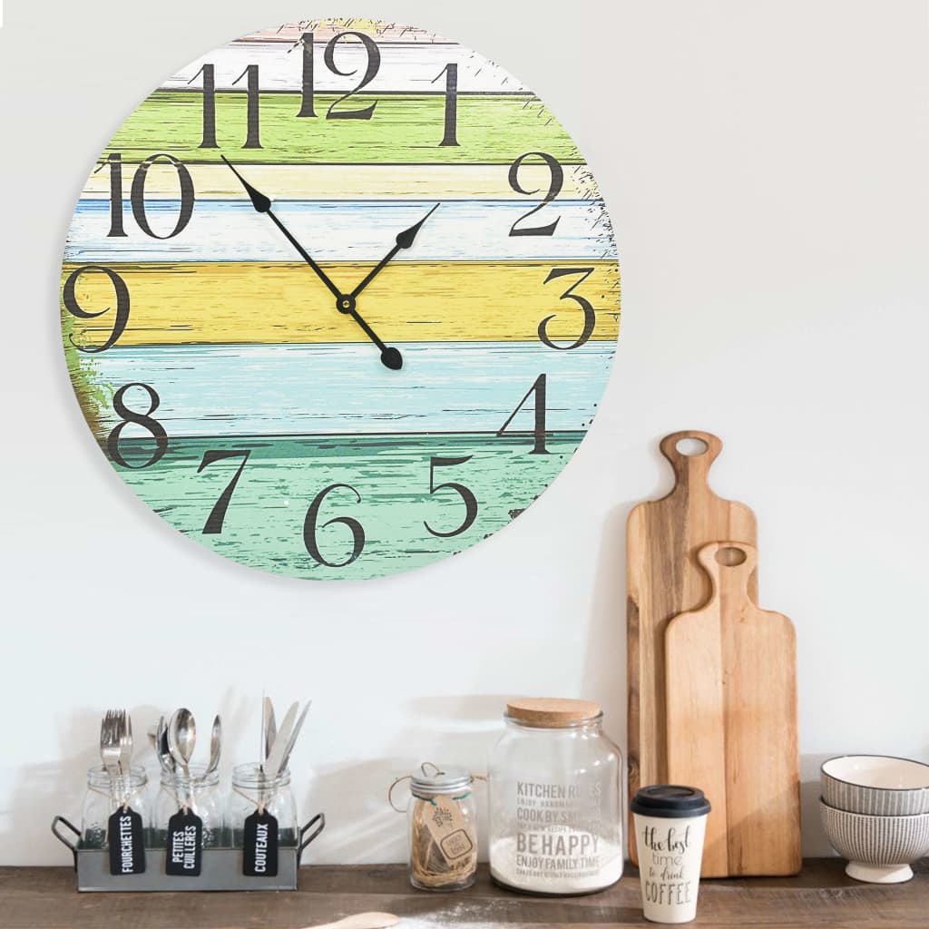 vidaXL Horloge murale Multicolore 60 cm MDF