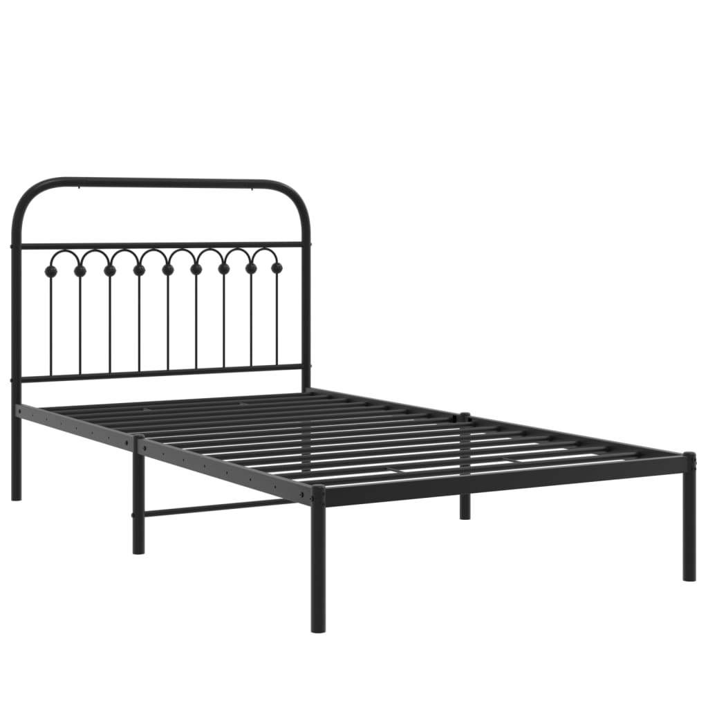 vidaXL Cadre de lit métal sans matelas avec tête de lit noir 100x200cm