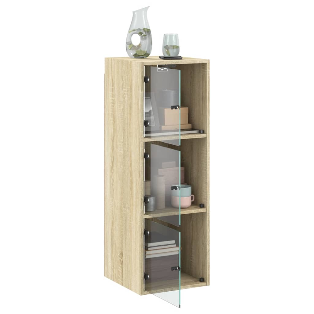 vidaXL Armoire murale avec portes en verre chêne sonoma 35x37x100 cm