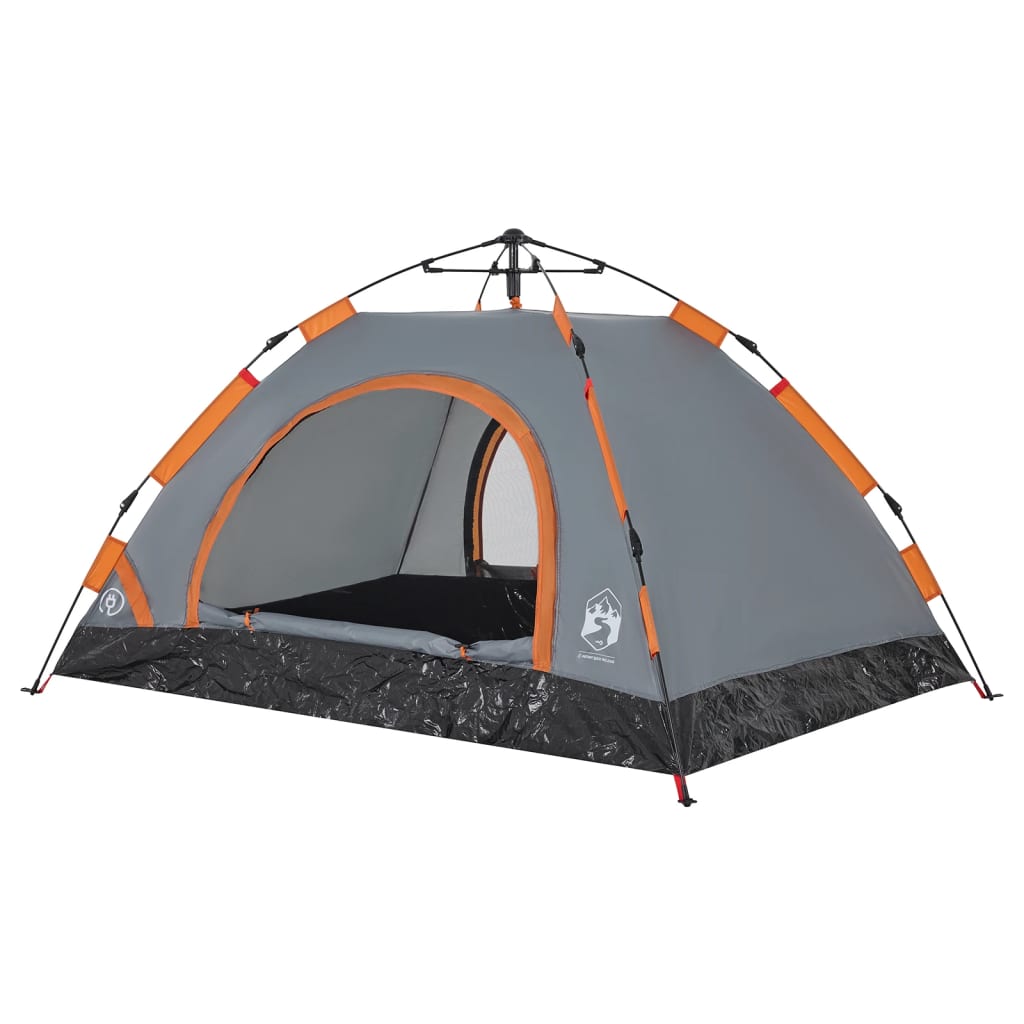 vidaXL Tente de camping 2 personnes gris et orange libération rapide