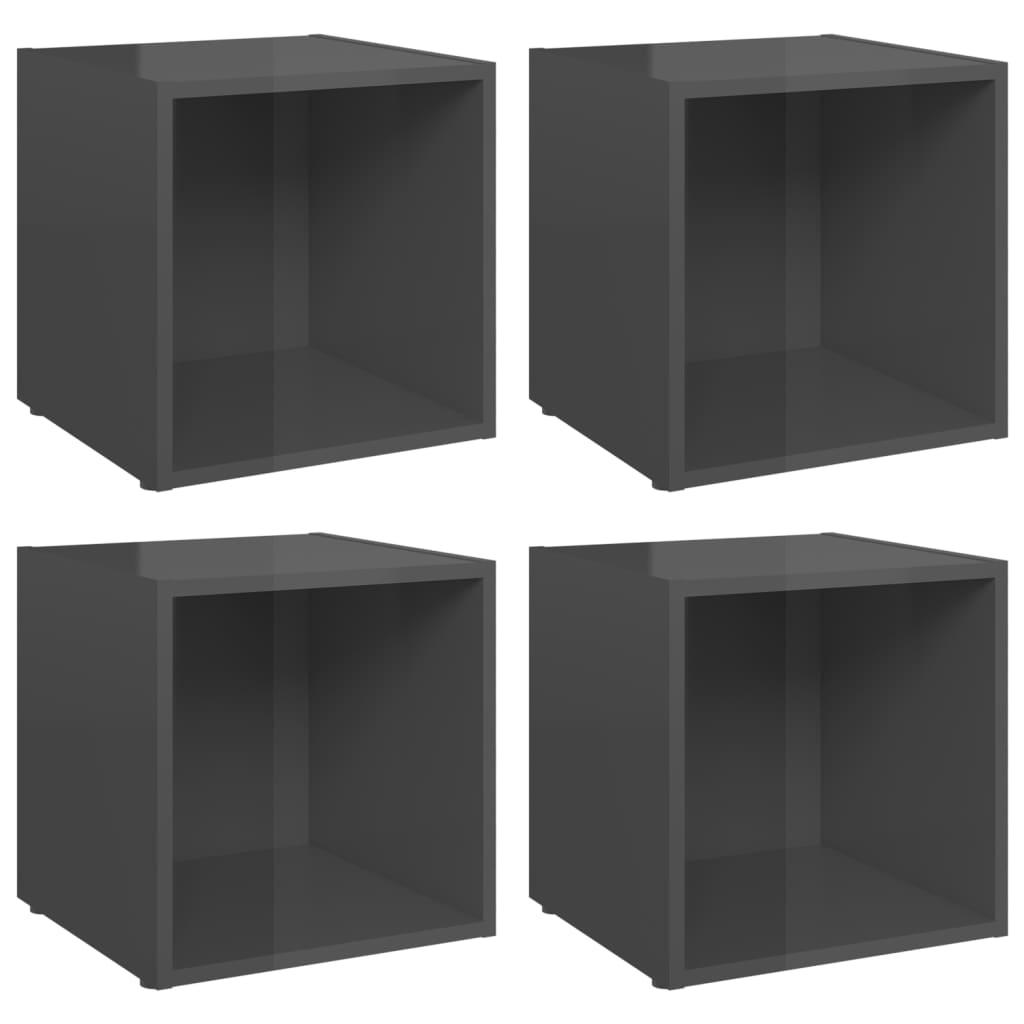 vidaXL Meubles TV 4 pcs gris brillant 37x35x37 cm bois d’ingénierie