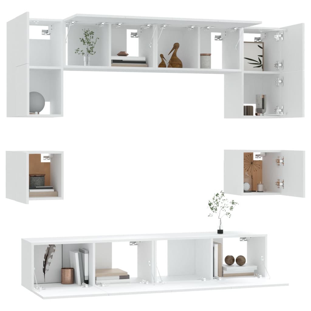 vidaXL Ensemble de meubles TV 8 pcs Blanc Bois d'ingénierie