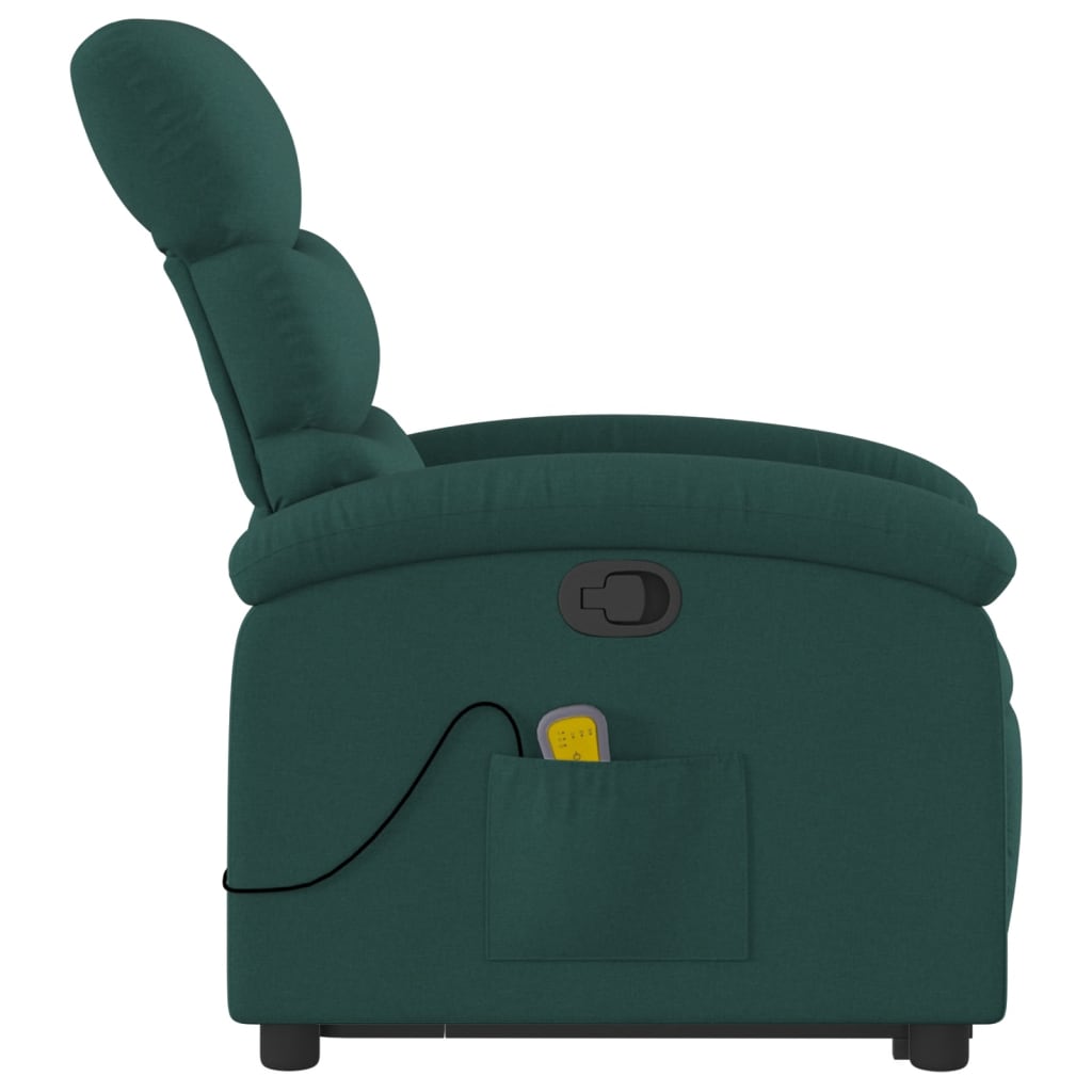 vidaXL Fauteuil inclinable de massage Vert foncé Tissu