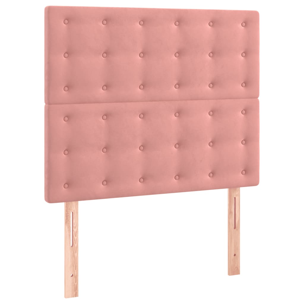 vidaXL Sommier à lattes de lit avec matelas Rose 100x200 cm Velours