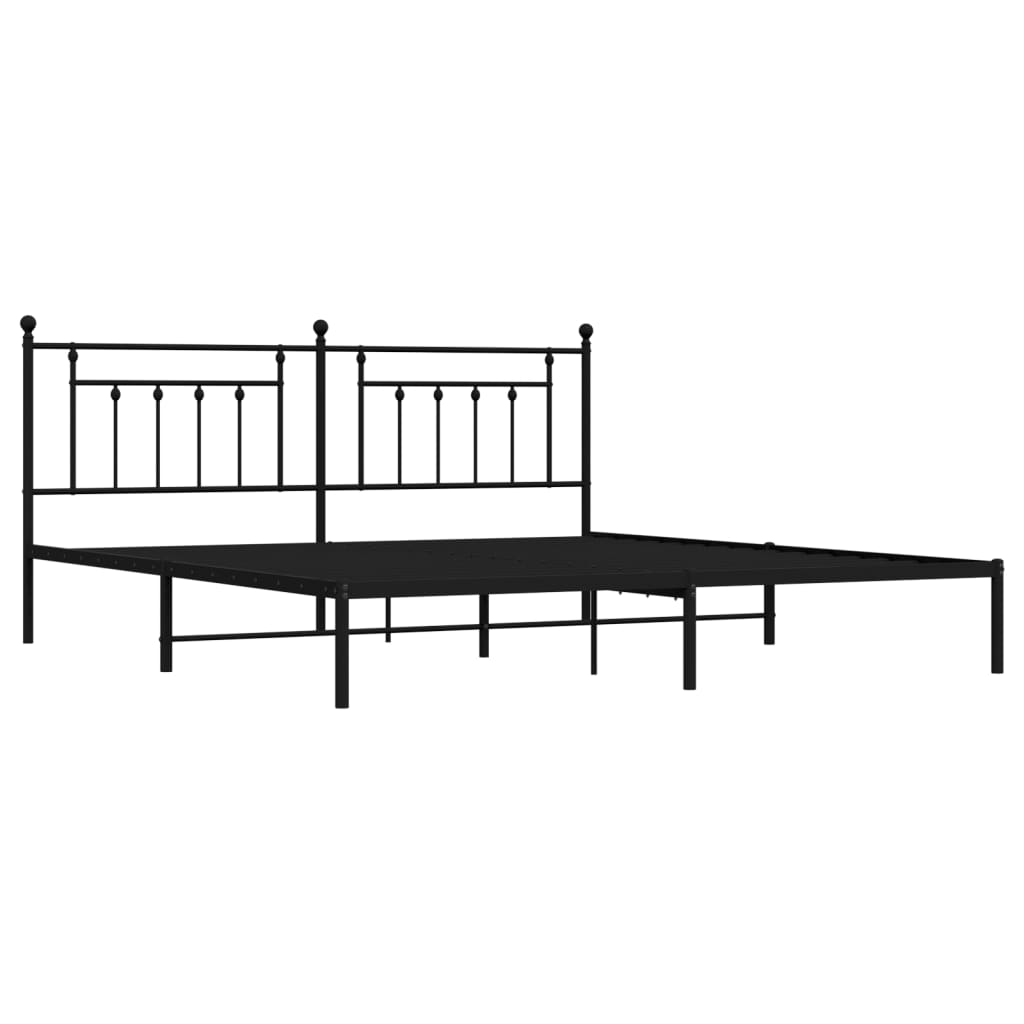 vidaXL Cadre de lit métal sans matelas avec tête de lit noir 193x203cm