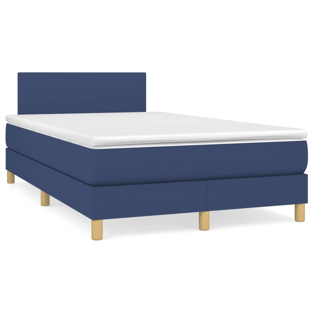 vidaXL Sommier à lattes de lit avec matelas bleu 120x190 cm tissu