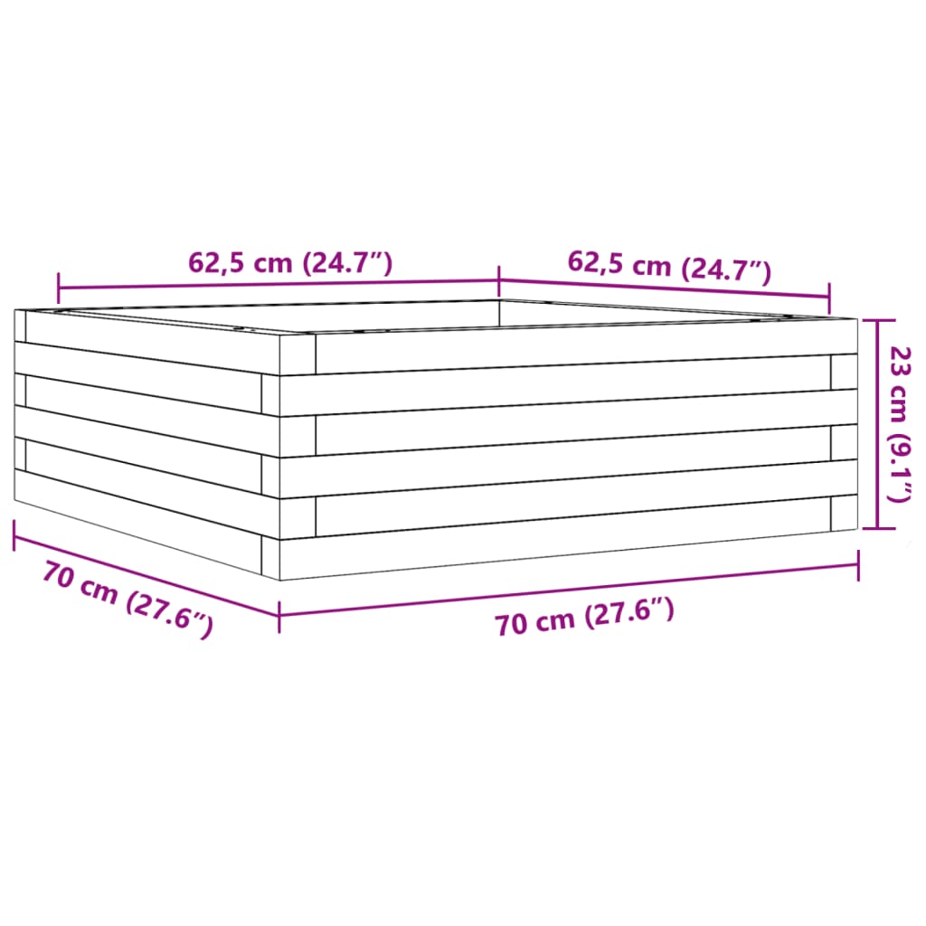 vidaXL Jardinière blanc 70x70x23 cm bois de pin massif