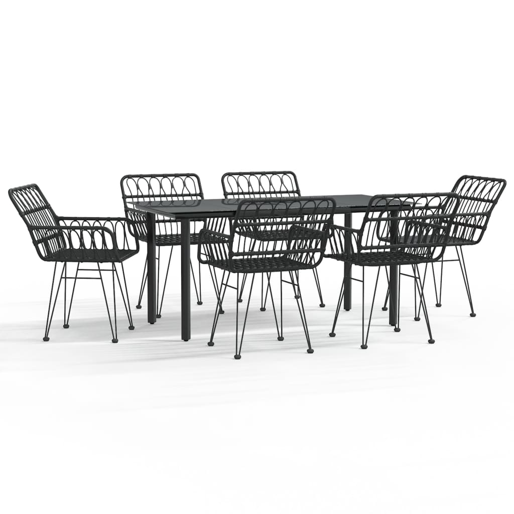 vidaXL Ensemble à manger de jardin 7 pcs Noir Résine tressée