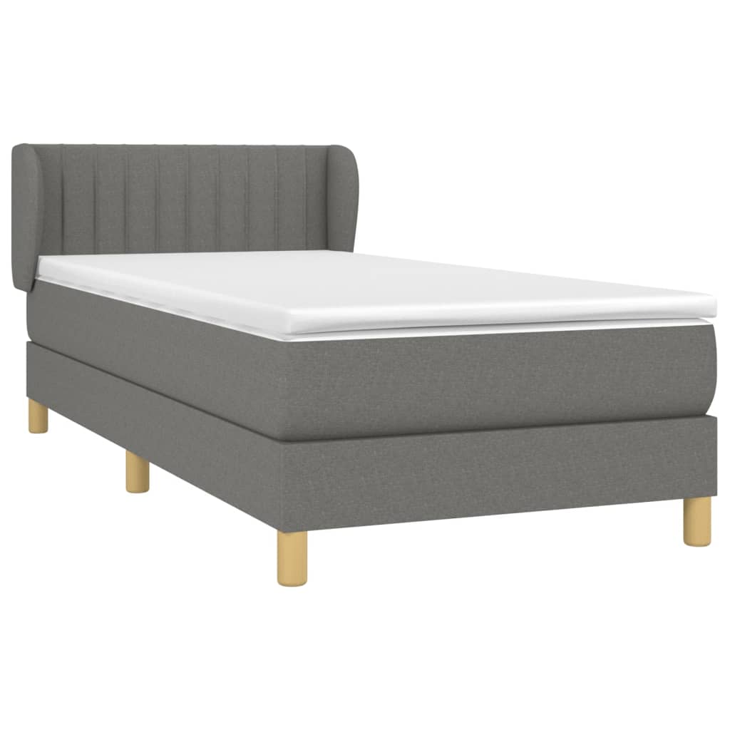 vidaXL Sommier à lattes de lit et matelas Gris foncé 90x190 cm Tissu